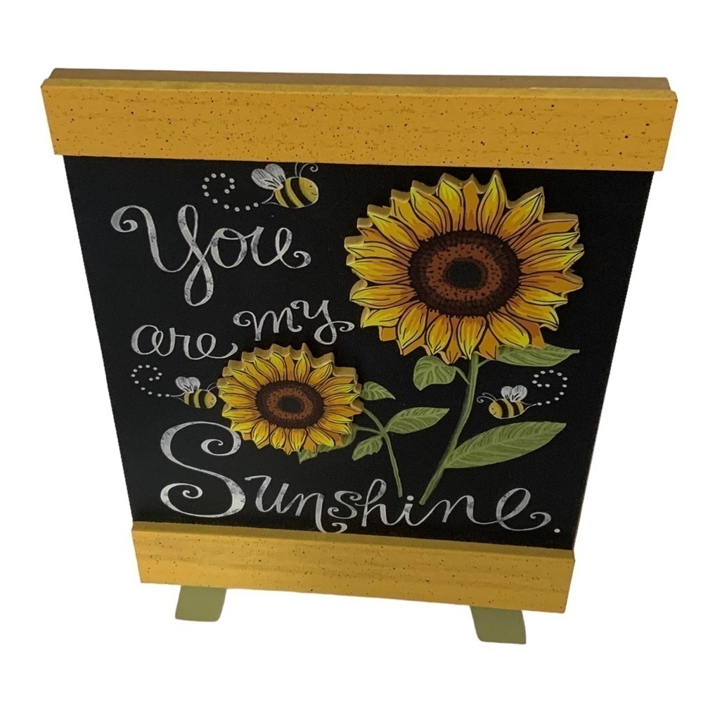 Sunflowers Bees Table Decor by Backyard Freestanding Wood Easel Picture Placque - Picture 5 of 15
